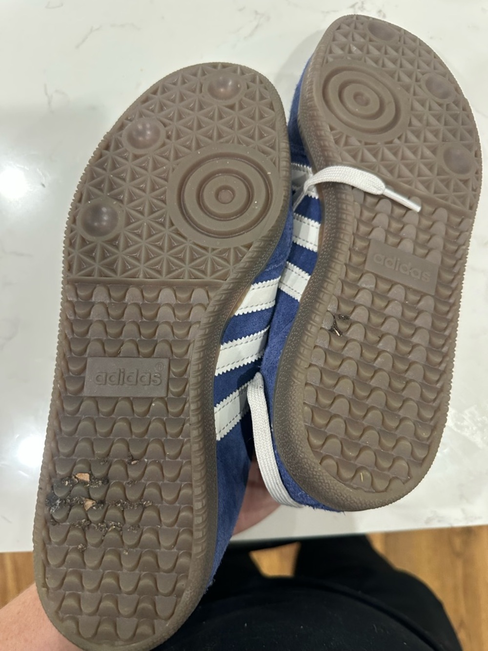Adidas Men's Samba Blue Suede Casual Sneakers with White Stripes - Picture 6 of 6